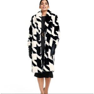 Sergio Hudson X Target Luxury Faux Fur Houndstooth‎ Plush Swing Coat Size 4X